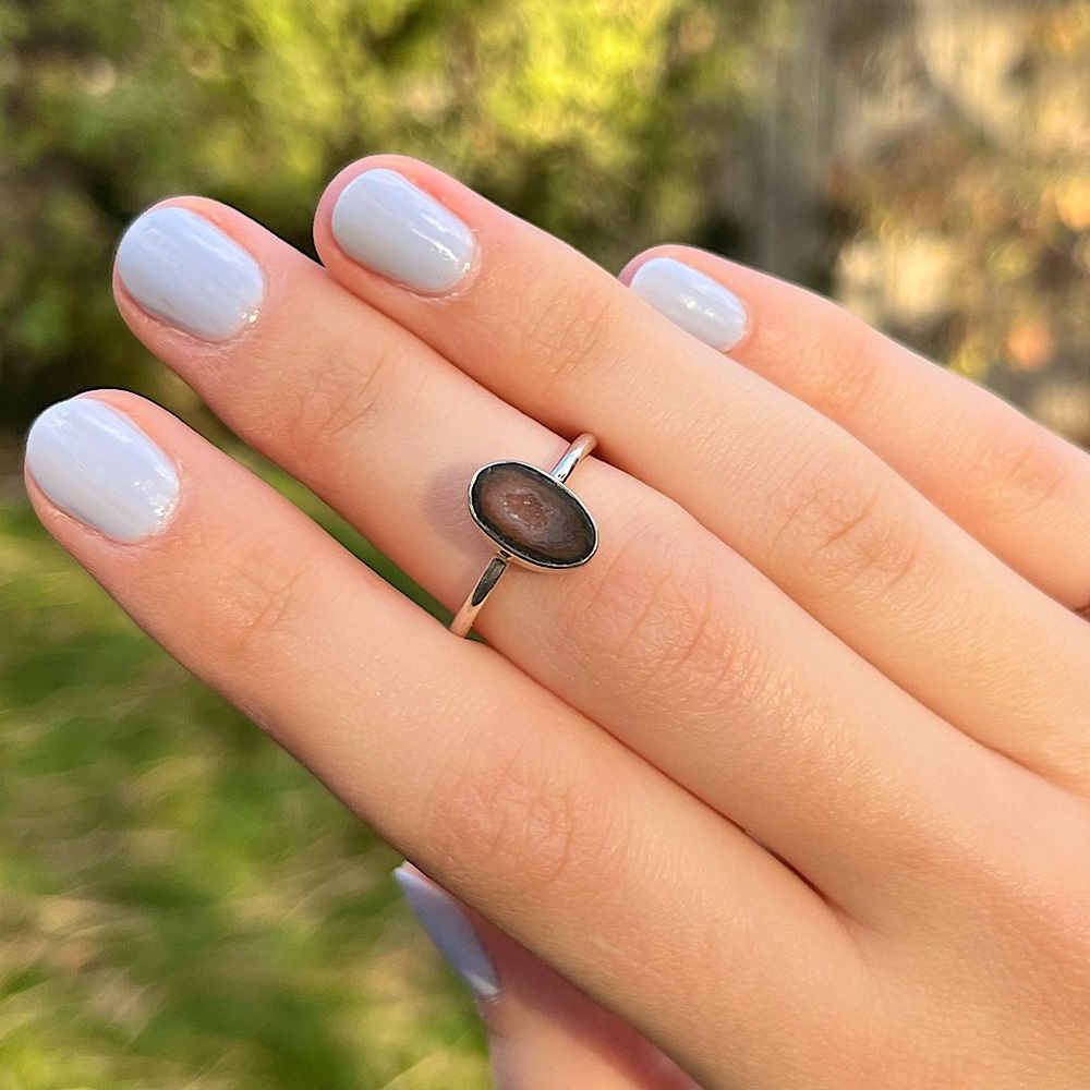 Druzy Agate Sterling Silver Ring - image 1